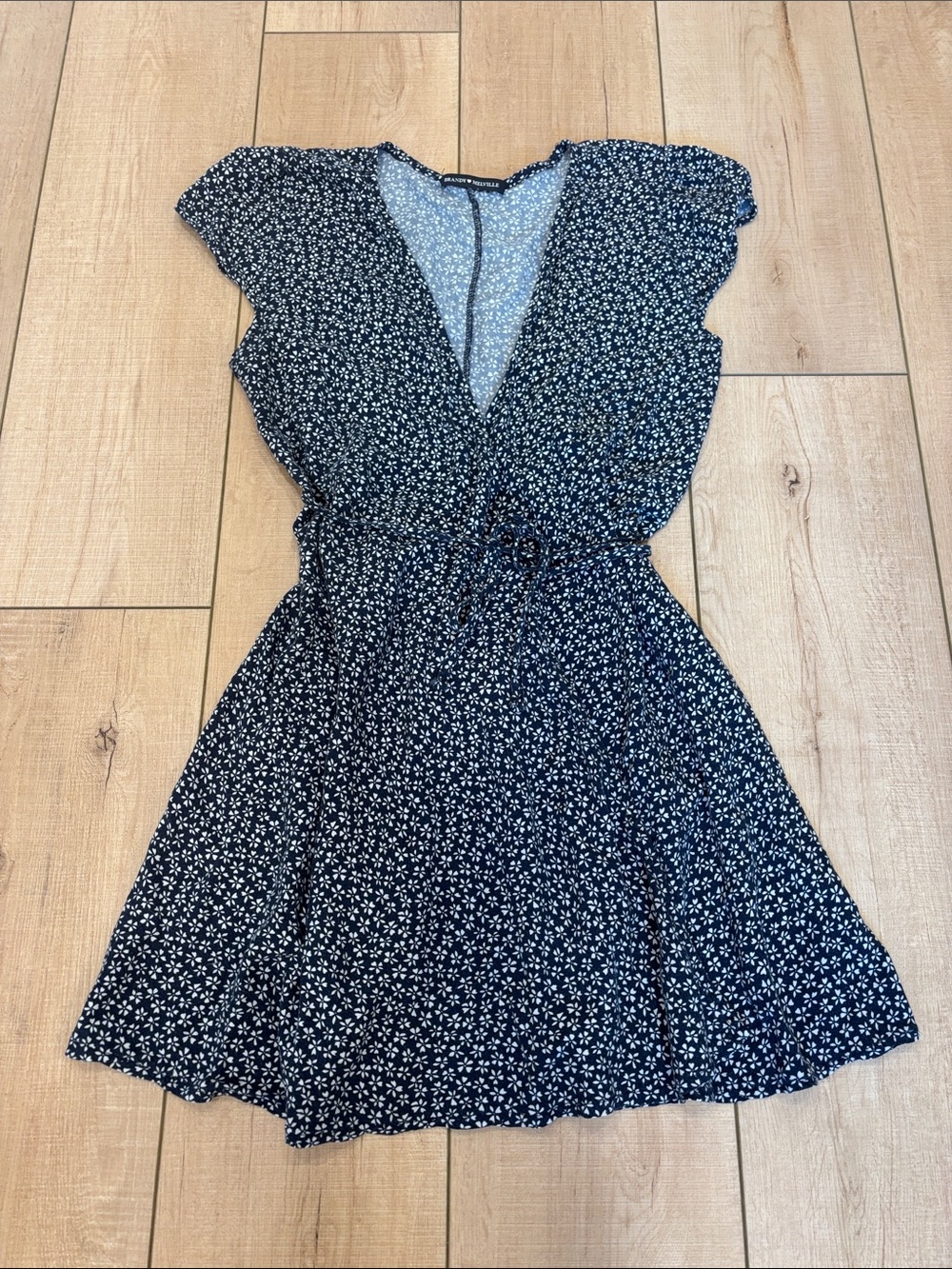 Brandy Melville Navy Mini Floral Wrap Dress